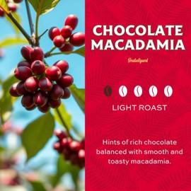 Lion Coffee Chocolate Macadamia Flavored Ground Coffee, Light Roast, Hawaiian Inspired Taste - 24 Ounce Bag