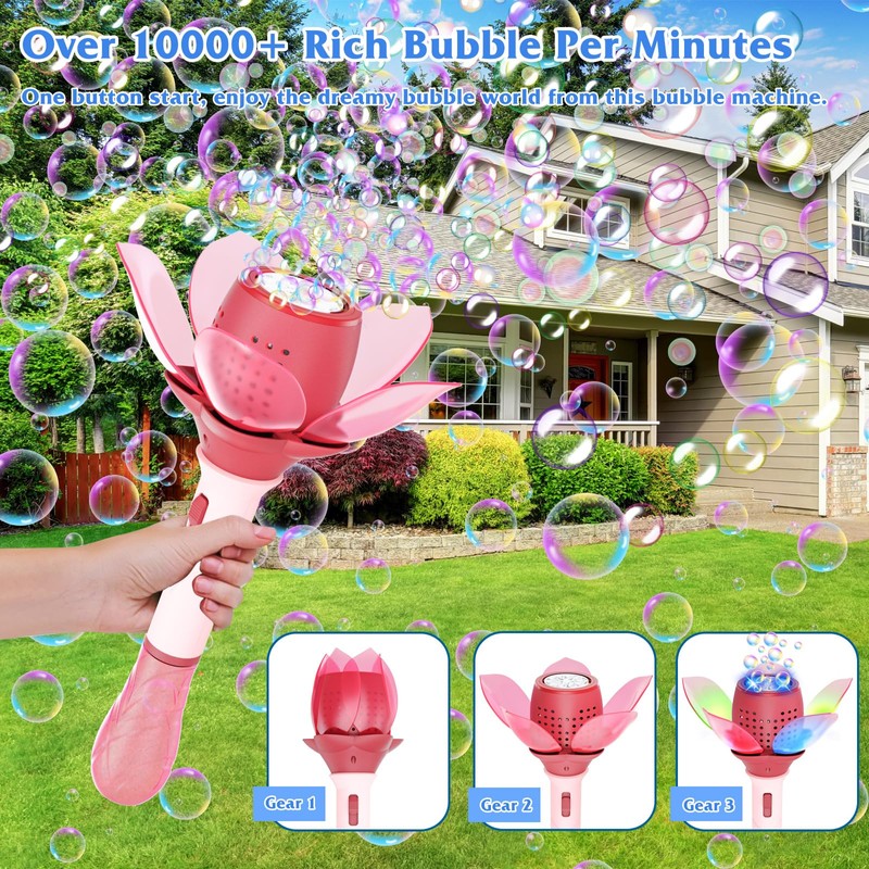 Panamalar Electric Bubble Wand for Kids, Light Up Automatic Bubble
