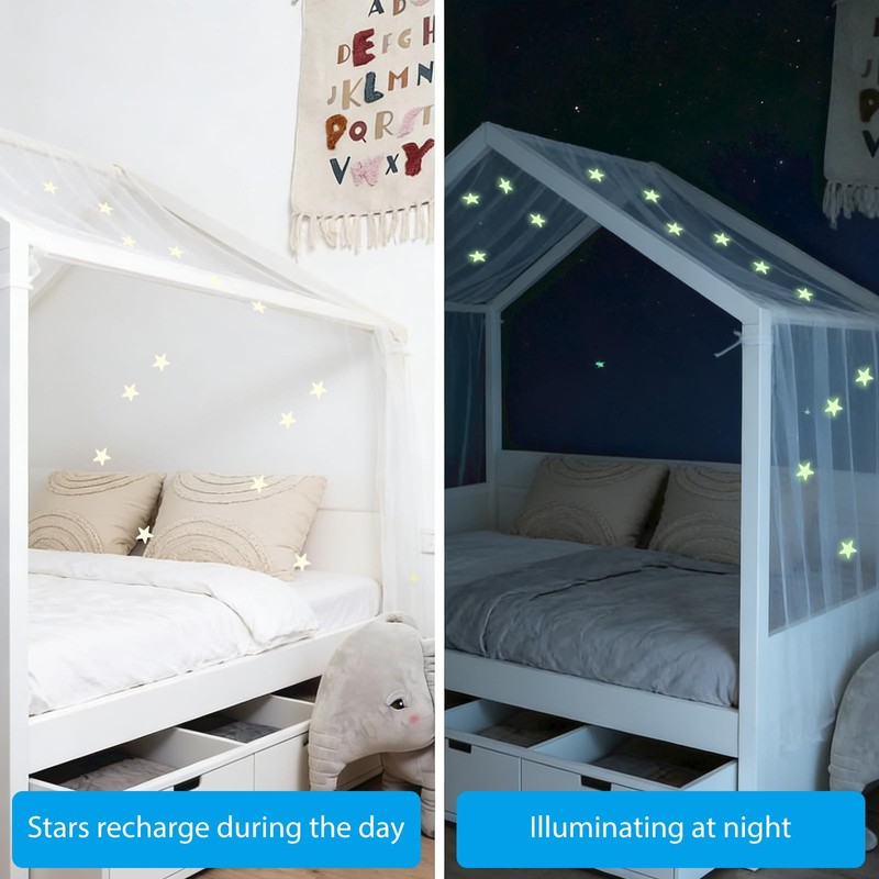 Joyseedi Letto a cielo con stelle luminose, letto a baldacchino,