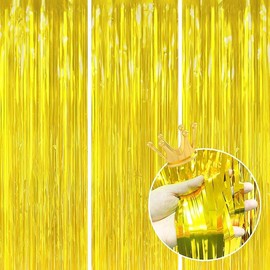 3 Pack Black Tinsel Party Streamers Tassel Backdrop, for Birthday, Wedding, Engagement, Baby Shower & Celebration Stage Background Disco Cocktail - Color: Gold Tassel-3Pack