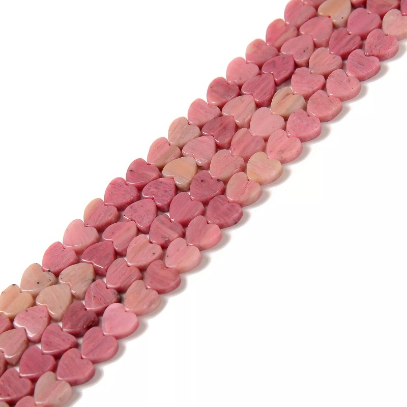 Unbranded Natural Pink Petrified Rhodonite Heart Shape Beads Size 6mm