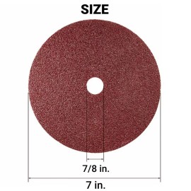 25PCS 7"x7/8" Calcined Aluminum Oxide Resin Fiber Sanding Grinding Disc 16 Grit Abrasive Toolsmaterial: Aluminum Oxide, grit: 16, size: 7 inch
