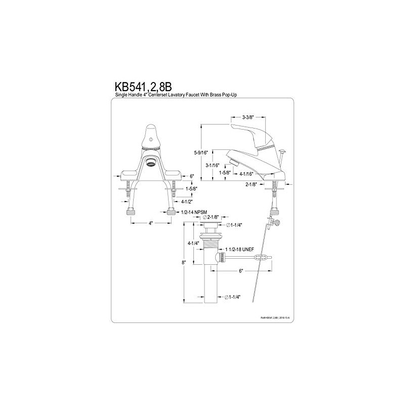 Kingston Brass KB542B Single-Handle 4 in. Centerset Bathroom Faucet, Polished