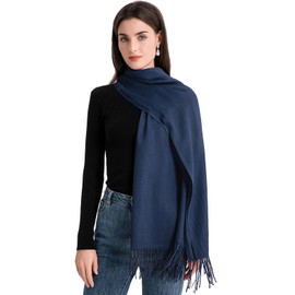 Durio Women's Autumn Winter Long Winter Scarf for Men and Women Warm Women's Scarf with Fringes, navy blue