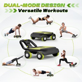 EAST MOUNT Ab Roller Wheel - Ab Roller with Elbow Support for Core Workout Belly Fat Automatic Rebound Abdominal Wheel for Women Men Home Gym Equipment (Green)