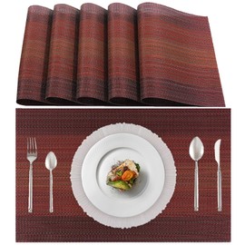 Lumaca Set of 6 Washable Placemats (70% PVC and 30% Polyester), Place Mats, Easy Cleaning, Non-Slip, Heat Resistant, Ideal for the Kitchen Table, Red