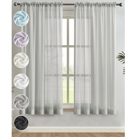 Melodieux Silver Gray Chiffon Sheer Curtains Rod Pocket Soft Silky Texture Sheer Window Panels Light Filtering Sheer Drapes for Living, Dining, Bedroom Décor - 52" W x 63" L, 2 Panels