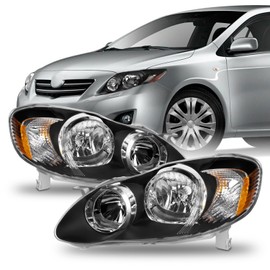 AKKON - For Toyota Corolla OE Replacement Black Headlights Driver/Passenger Head Lamps