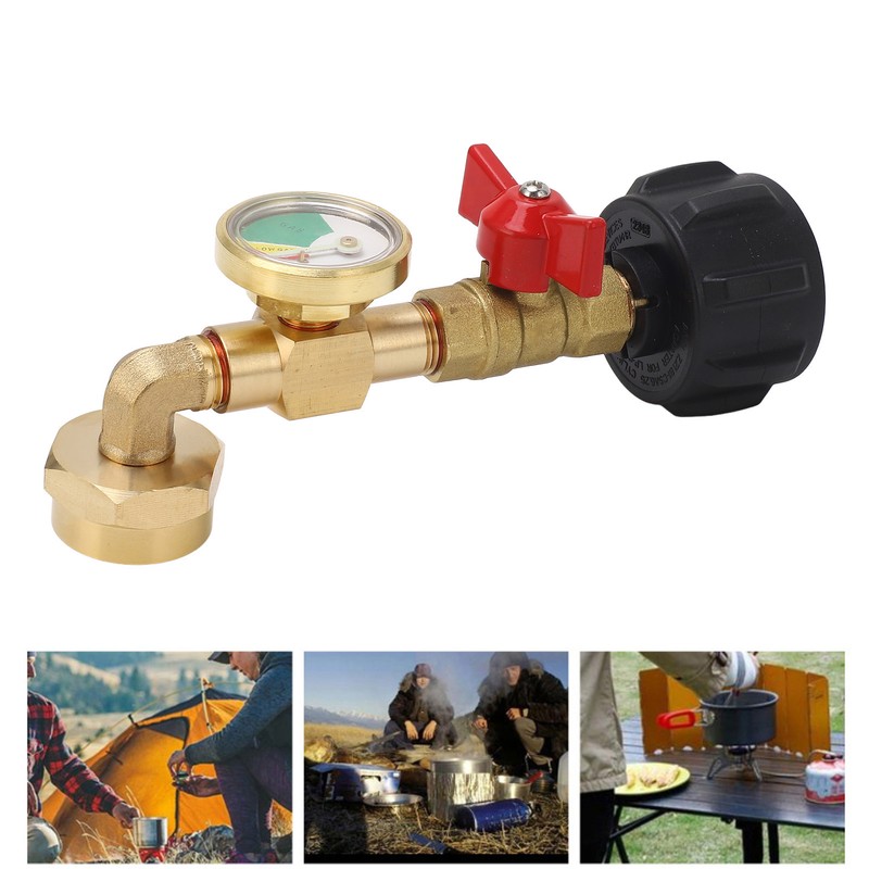 Propane Refill Adapter with Pressure Gauge and On Off Control