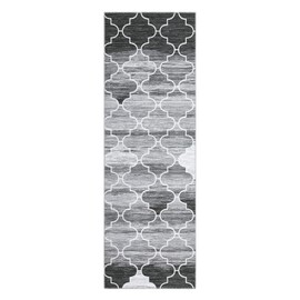 Zacoo Moroccan Trellis Washable Runner Rug 2x6 Non Slip Vintage Kitchen Runner Rugs Bathroom Carpet Laundry Room Area Rug for Bedroom Throw Rugs for Hallway Entryway Rugs Indoor Grey 2'x6'