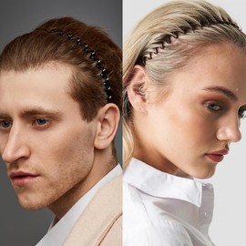 BOYIVI 12 PCS Metal Headband for Men and Women Unisex Adjustable Black Wavy Hair Band Non-slip Spring and Summer Home Outdoor Hair Hoop Fashion Simple Elastic Hair Accessories