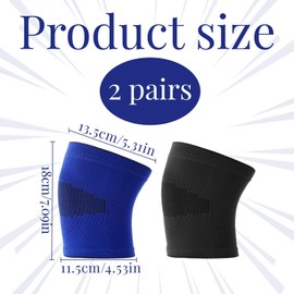 Miiqxx Kids Knee Support 2 Pairs Childs Knee Support Knee Protectors for Kids Knees Compression Sleeves for Volleyball Basketball Gymnastics Sports(Blue,Black)