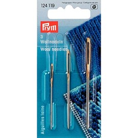 PRYM 124119 Wool and tapestry (smyrna) needles with gold eye No. 1 & 3; 70x2.40 mm & 60x1.90 mm, 2 pieces