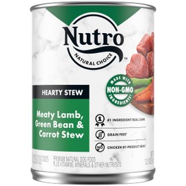 NUTRO HEARTY STEW Adult Natural Grain Free Wet Dog Food Cuts in Gravy Meaty Lamb, Green Bean & Carrot Stew, (12) 12.5 oz. Cans