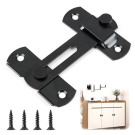 Sliding Barn Door Lock,Stainless Steel Door Bolt Latch Buckle with Screws Flip Slide Black Door Bolts,Gate Latch for Garden Bathroom Outdoor Garage Window Sliding Door（180° 4inch）