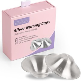 Boboduck The Original Silver Nursing Cups - Nipple Shields for Nursing Newborn, Newborn Breastfeeding Must Haves for Soothe and Protect Your Nursing Nipples - 925 Silver (Regular Size)