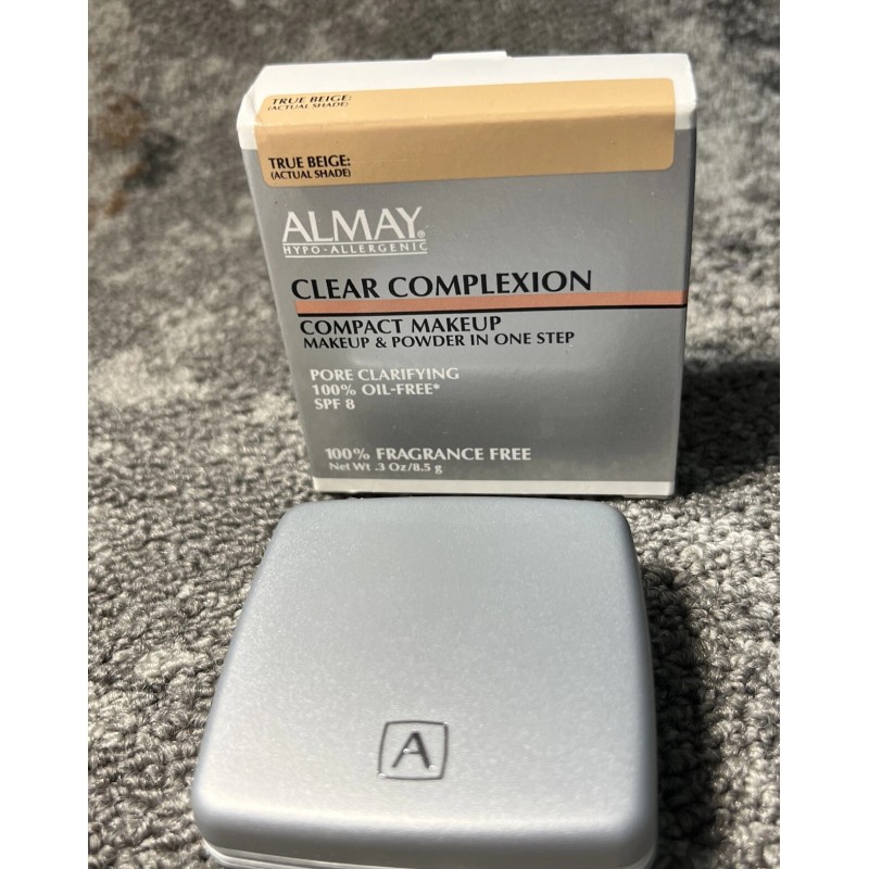 Almay Clear Complexion Compact Makeup TRUE BEIGE Fragrance Free Oil