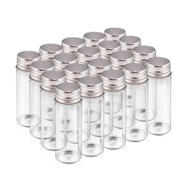 BOSMIOW 20 Packs 15ml/0.5oz Glass Vials With Aluminum Screw Lids Glass Sealed Bottle Clear Liquid Sample Vial For Jewelry Beads Herbs DIY Craft Storage Decorations