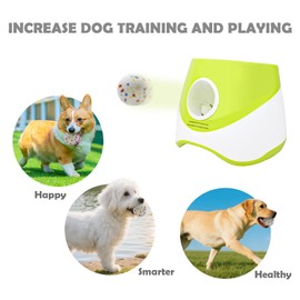 MEKAPLE Automatic Dog Ball Launcher for Samll to Medium Dogs, Upgraded Interactive Toy Balls Thrower, Mental Stimulating Dog Toys with 4 Durable Etpu Balls 2.2 Inch (Light Green)