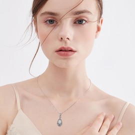 URONE Opal Urn Necklace for Ashes 925 Sterling Silver Memorial Necklack Cremation Jewellery for Ashes of Loved Ones for Women