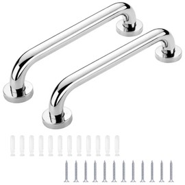 Grab Rail 2 Pieces Bath Handle Shower Handle Stainless Steel 30cm Non-Slip for Seniors Children Pregnant and Disabled Ideal for Bathtub, Toilet, Bathroom