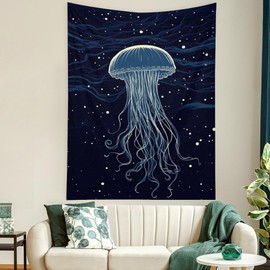 Buyidec Jellyfish Floating Tapestry Wall Hanging Art Deco Tapestries for Bedroom Living Room Dorm 30"x40"