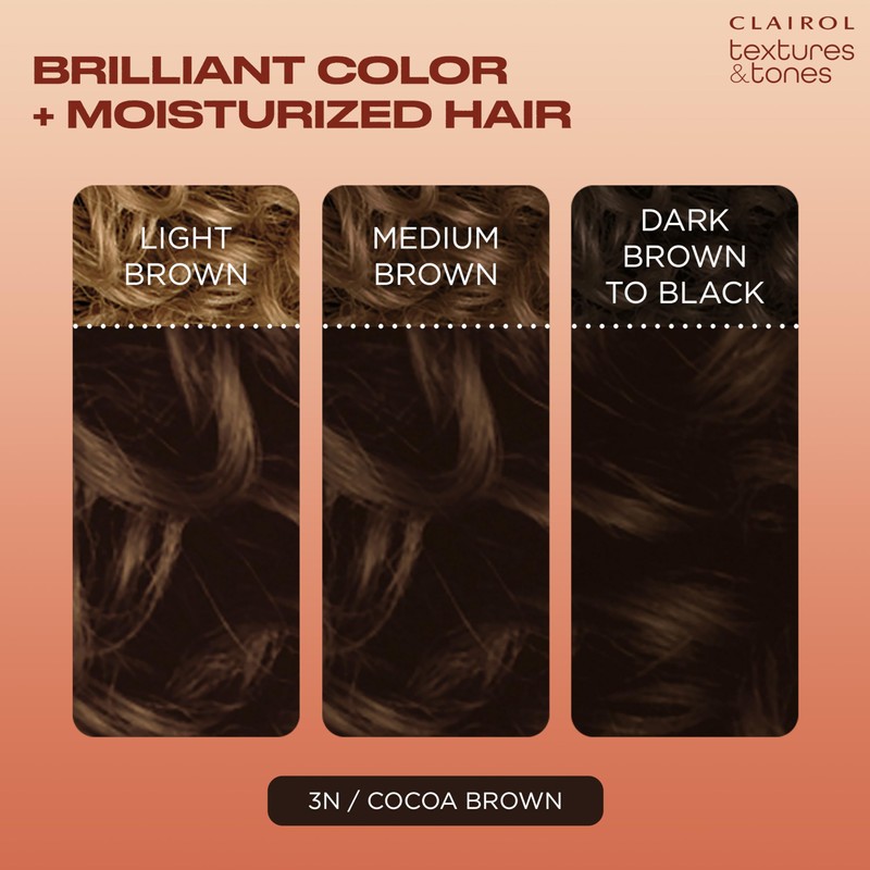 Clairol Textures & Tones Permanent Hair Dye, 3N Cocoa Brown