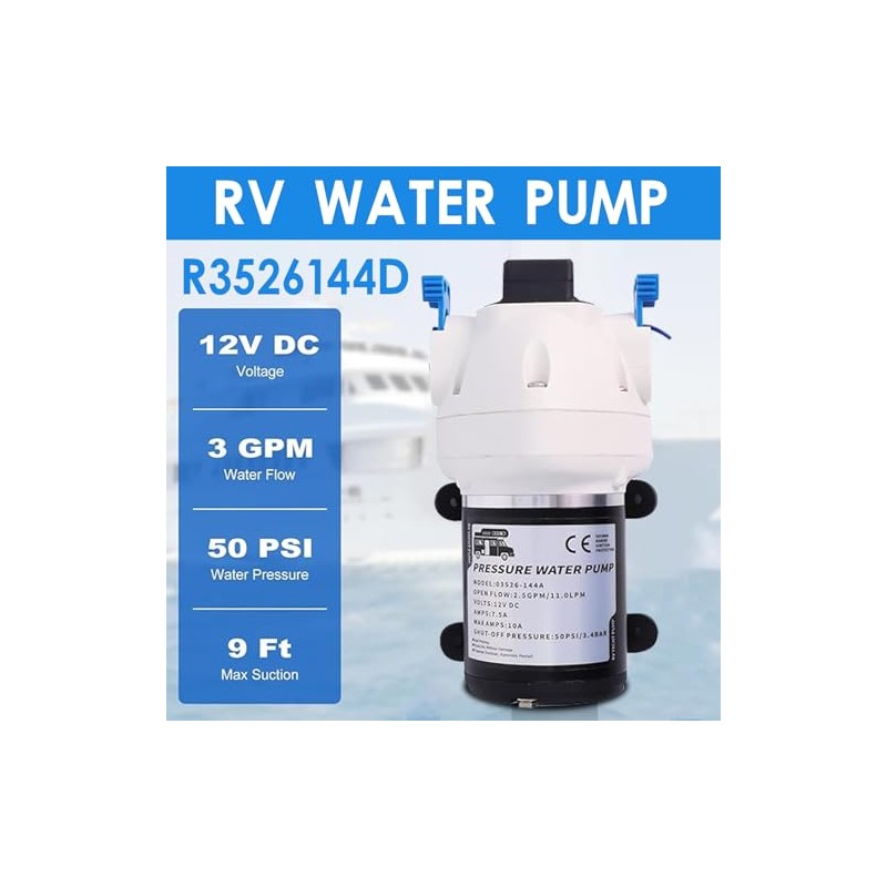 R3526144D RV Water Pump with Pressure Switch and Strainer Replace