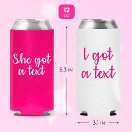 Love Island Bachelorette Can Coolers Set of 12, 1 I Got a Text and 11 She Got a Text Can Coolers, Love Island Decorations, Bachelorette Themed Party Decorations, Ideal Gifts for Decor