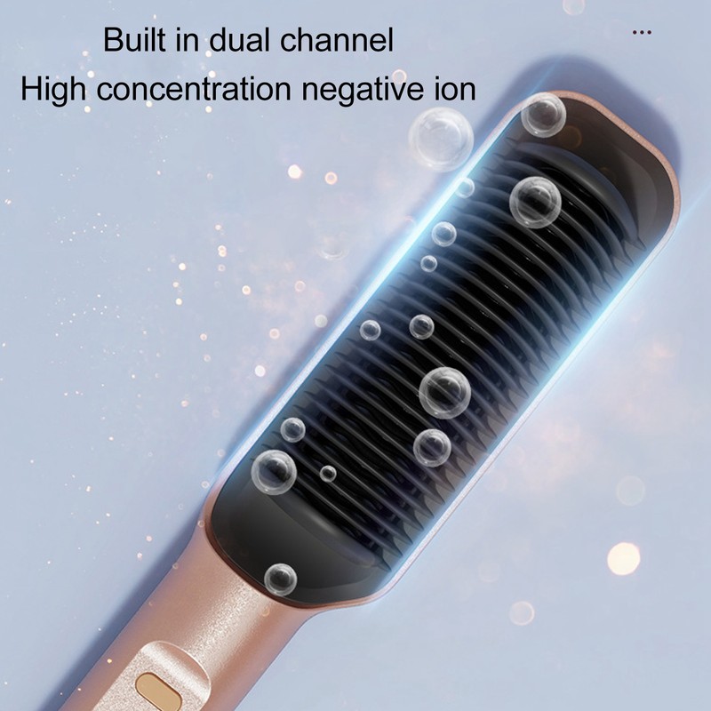 Hair Straightening Brush PTC Even Heating LCD Hair Straightener Brush