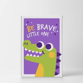 Smile Art Design Be Brave Little One Quote Wall Decor Purple Background CANVAS PRINT Kids Room Decor Wall Art Baby Room Decor Nursery Decor Ready to Hang Made in the USA- 22x15