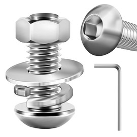 Dayalo Pack of 10 M8 x 25 Screws, Button Head Bolts, Nuts and Washers Assortment Kit, Stainless Steel A2 V2A, Hexagon Socket, Fully Threaded, with Skant Wrench