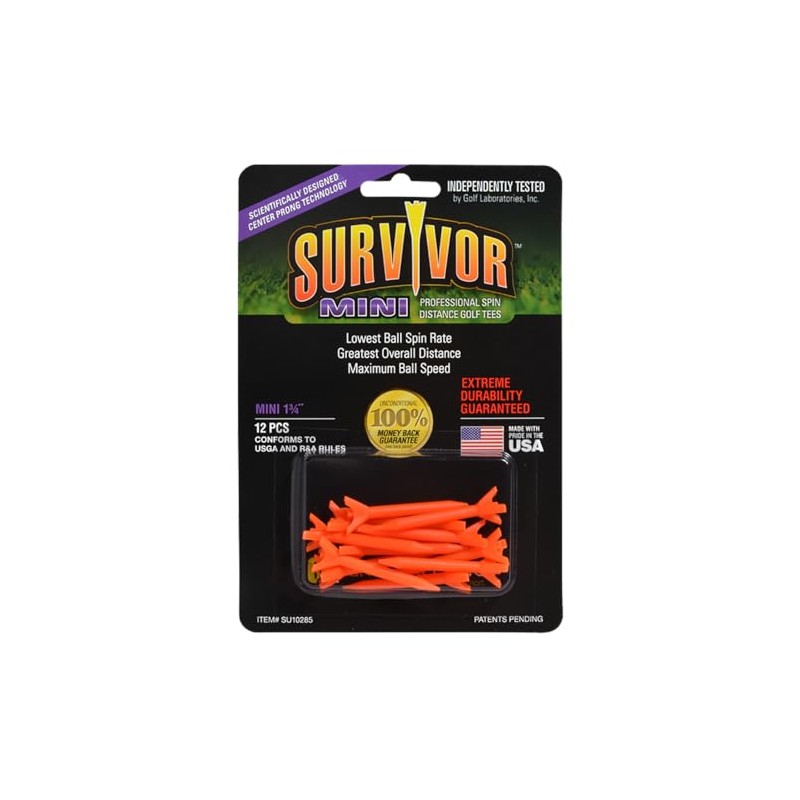 Greenkeepers 1 3/4" Survivor Mini Performance Golf Tee orange