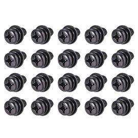 sourcing map M6 x 10mm Carbon Steel Phillips Pan Head Machine Screws Bolts Combine with Spring Washer and Plain Washers 20pcs