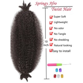 8 Packs Springy Afro Twist Hair 10 inch 4# Pre-Separated Kinky Marley Twist Braiding Hair Soft Crochet for Distressed Faux Locs Spring Twist Hair Extensions for Women