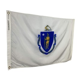 5x8' Massachusetts State Flag - All Weather Nylon & Reinforced Fly End Stitching - Made in USA (5x8')