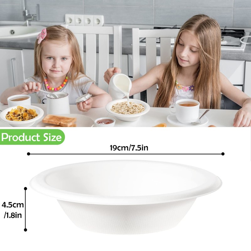 GREENESAGE Paper Bowls Disposable Bowls 20oz 50 Pack - Eco-Friendly,
