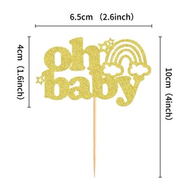 Ercadio - Paquete de 24 adornos bohemios para cupcakes con diseño de arco iris, diseño bohemio y arcoíris, diseño bohemio y de arco iris, para decoración de fiestas de cumpleaños