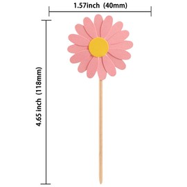 24Pcs Daisy Cupcake Toppers Daisy Flower Party Picks Spring Daisy Toothpicks Chrysanthemum Food Picks Girls Baby Shower Birthday Wedding Party Decorations Pink