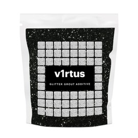 v1rtus Black Glitter Grout Tile Additive 100g / 3.5oz for Wet Room Bathroom Kitchen Sparkle finish, Easy to use. Add / Mix with Epoxy Resin or Cement Based Grout, Heat Resistant, Colour Fast, Non Rust