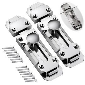 2 Pack Chrome Door Bolts 4 Inch Surface Mounted Sliding Door Lock Zinc Alloy Security Latch Lock 100mm Slide Safety Door Barrel Bolt with Screw for Securing Internal Doors Bedrooms Bathrooms
