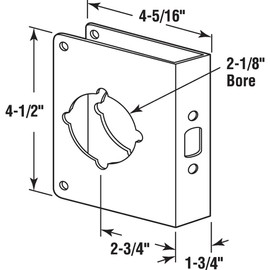 Defender Security U 9592 Door Reinforcer 1-3/4-Inch Thick by 2-3/4-Inch Backset 2-1/8-Inch Bore, 4-5/16-Inch , Stainless Steel