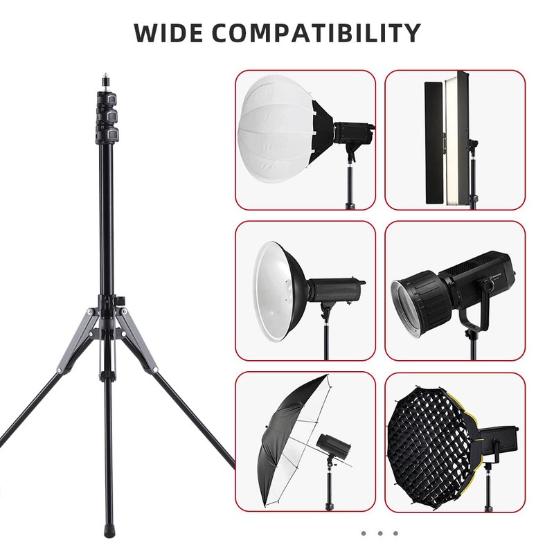 189cm/74.4in Adjustable Tripod Stand Video Light Stand Aluminum Alloy Material