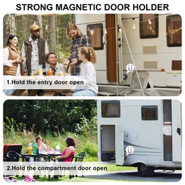 Heavy-Duty Magnetic RV Door Holder Baggage Door Catch Latch for RV to Keep Door Open,Camper, Trailer, Motor Home, Boat Compartments, Cargo(Black, 2 Pack)