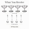 4 Pcs Ice Cream Cups Set with Spoons, Vintage Stainless