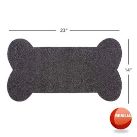 RESILIA Bone Shaped Dog Food Bowl Placemat – Slip-Resistant, Machine Washable Pad, Protects Floors from Water Spills & Stains, Pet Accessories & Supplies, 23 Inches X 14 Inches, Gray