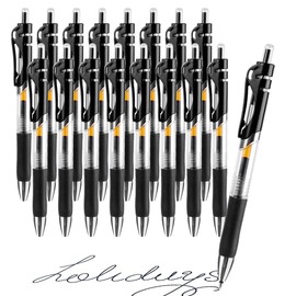 OFFCUP Rollerball Pens, 16pcs Retractable Ballpoint Pens, Gel Pens with Pocket Clip Liquid Ink Rollerball Pen Black ink Smooth Pens for Adult Writing Note Taking School & Office Supply (Black)