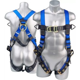 Palmer Safety Fall Protection Body Safety Harness w/ 5pt Adjustments, Pass-through Chest,...