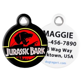 Dog Tag Art Jurassic Bark Custom Pet ID Tag for Dogs and Cats, Silent Polymer Coated Stainless Steel Nametag with Customized Identification Information - Large 1.25" Diameter