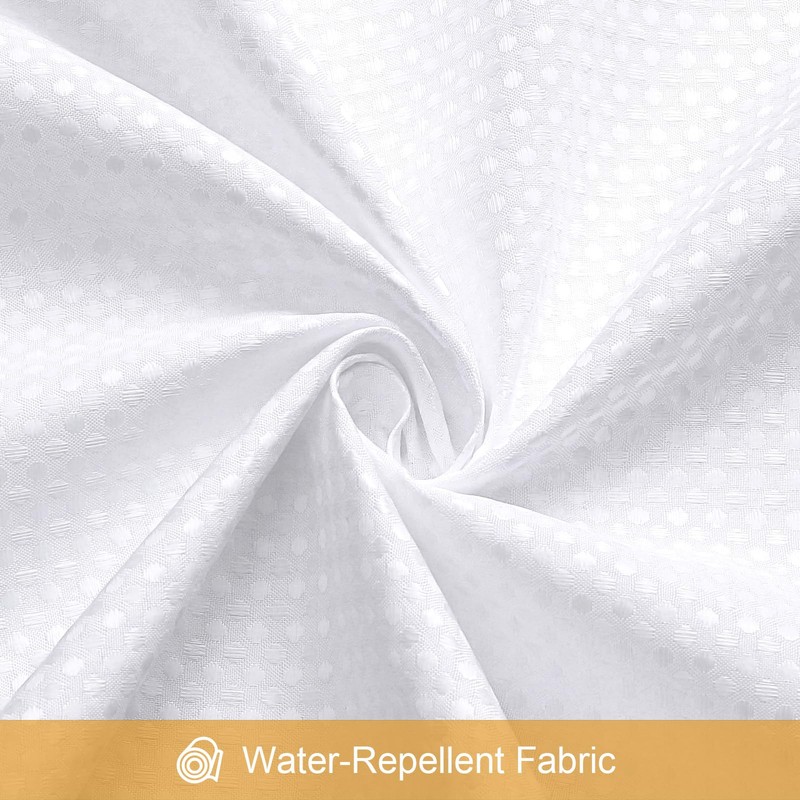 Craidlela 3-in-1 White Waffle Shower Curtain Set, Waterproof Fabric Modern